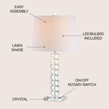 Julia 25.5" Crystal LED Table Lamp - JONATHAN Y